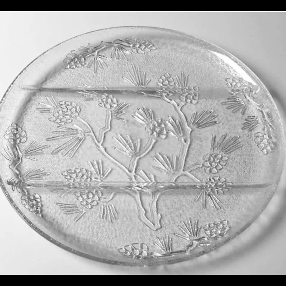 Vintage Tiara White Ponderosa 3 Part Relish Platter